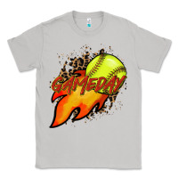 Moon Dust Softball game day leopard fire and ball Classic Tee - HowdyJamesFarm