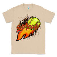 Mushroom Softball game day leopard fire and ball Classic Tee - HowdyJamesFarm