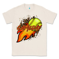 Natural Softball game day leopard fire and ball Classic Tee - HowdyJamesFarm