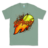 Sage Softball game day leopard fire and ball Classic Tee - HowdyJamesFarm