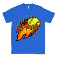 True Royal Softball game day leopard fire and ball Classic Tee - HowdyJamesFarm