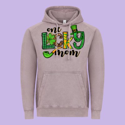 One Lucky Mom St. Patrick's Vintage Hoodie Designed By Oliviacreatesart