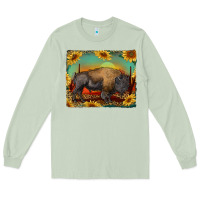 Matcha western bison with sunset background Long Sleeve Tee - RanaPortraitStore