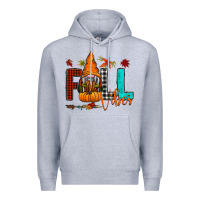 Heather Grey Fall Vibes Premium Hoodie - CowhideDigitalArt