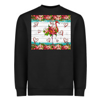 Flamingo With Tropical Flowers Heavyweight Sweatshirt | Teevron