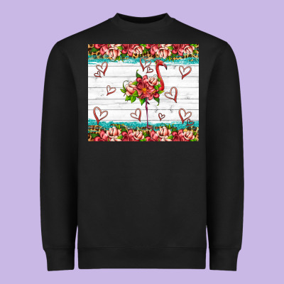 Flamingo With Tropical Flowers Heavyweight Sweatshirt Designed By Artiststas