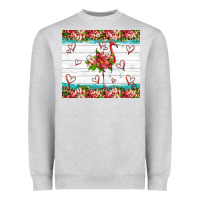 Heather Grey flamingo with tropical flowers Heavyweight Sweatshirt - Artiststas