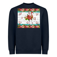 Navy flamingo with tropical flowers Heavyweight Sweatshirt - Artiststas