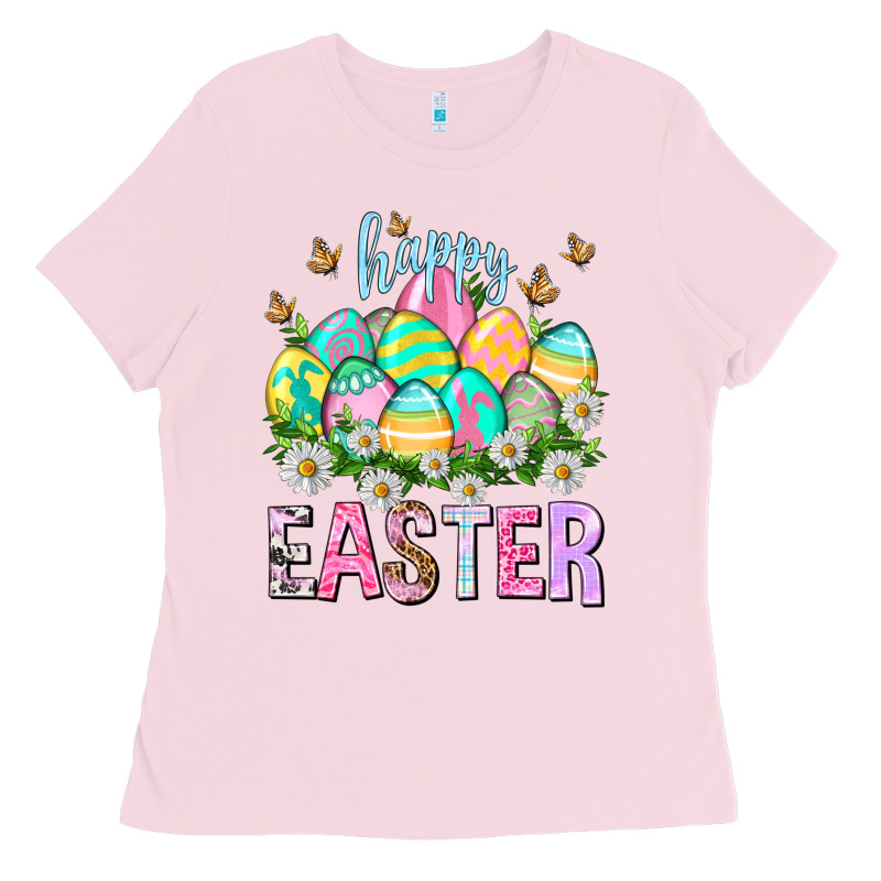 Happy Easter With Eggs Easter Day Ladies Tee by HowdyJamesFarm | Teevron