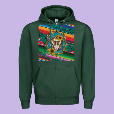 Western Baby Goat Zipper Hoodie Designed By Barkaloodesign
