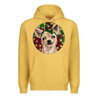 Antique Gold Christmas Chihuahua With Buffalo Plaid Premium Hoodie - RanaPortraitStore