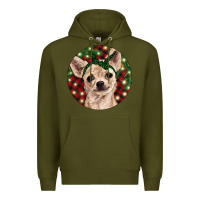 Army Green Christmas Chihuahua With Buffalo Plaid Premium Hoodie - RanaPortraitStore