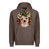 Coffee Christmas Chihuahua With Buffalo Plaid Premium Hoodie - RanaPortraitStore