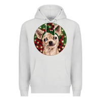 Dove Grey Christmas Chihuahua With Buffalo Plaid Premium Hoodie - RanaPortraitStore