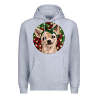 Heather Grey Christmas Chihuahua With Buffalo Plaid Premium Hoodie - RanaPortraitStore