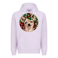 Lilac Christmas Chihuahua With Buffalo Plaid Premium Hoodie - RanaPortraitStore