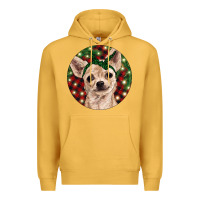 Mustard Christmas Chihuahua With Buffalo Plaid Premium Hoodie - RanaPortraitStore