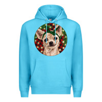 Ocean Blue Christmas Chihuahua With Buffalo Plaid Premium Hoodie - RanaPortraitStore