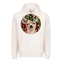 Pale Pink Christmas Chihuahua With Buffalo Plaid Premium Hoodie - RanaPortraitStore