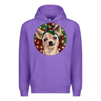 Purple Christmas Chihuahua With Buffalo Plaid Premium Hoodie - RanaPortraitStore