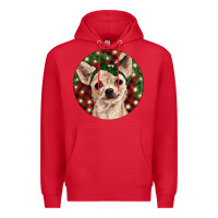 Red Christmas Chihuahua With Buffalo Plaid Premium Hoodie - RanaPortraitStore
