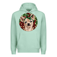 Seafoam Christmas Chihuahua With Buffalo Plaid Premium Hoodie - RanaPortraitStore
