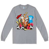 Heather Grey Soccer Cold Drink Frappe Long Sleeve Tee - FaDigitalArtStudio