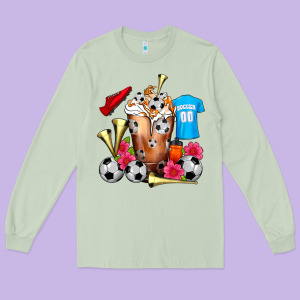 Soccer Cold Drink Frappe Long Sleeve Tee Designed By Fadigitalartstudio