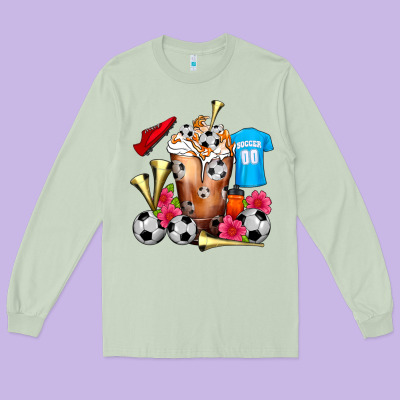Soccer Cold Drink Frappe Long Sleeve Tee Designed By Fadigitalartstudio