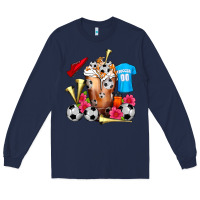 Navy Soccer Cold Drink Frappe Long Sleeve Tee - FaDigitalArtStudio