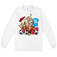White Soccer Cold Drink Frappe Long Sleeve Tee - FaDigitalArtStudio