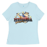Baby Blue Meowica cat 4th of july Ladies Tee - HowdyJamesFarm
