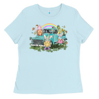 Baby Blue Easter gnomies with truck Easter Day Ladies Tee - HowdyJamesFarm