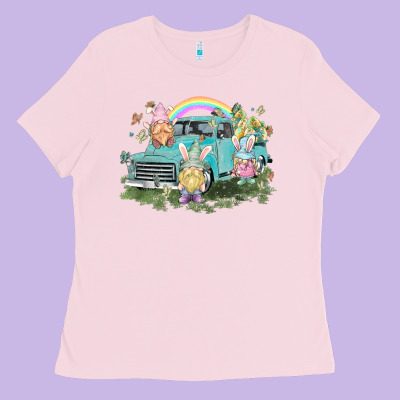 Easter Gnomies With Truck Easter Day Ladies Tee Designed By Howdyjamesfarm