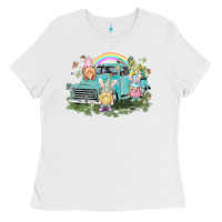White Easter gnomies with truck Easter Day Ladies Tee - HowdyJamesFarm