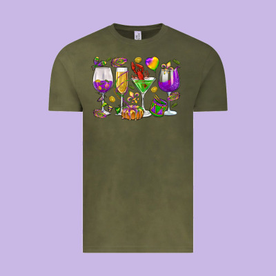 Mardi Gras Wine Glasses Vintage Tee Designed By Howdyjamesfarm