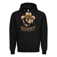 Black howdy smiley face Zipper Hoodie - BarkalooDesign