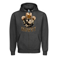 Charcoal Heather howdy smiley face Zipper Hoodie - BarkalooDesign