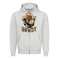 Dove Grey howdy smiley face Zipper Hoodie - BarkalooDesign