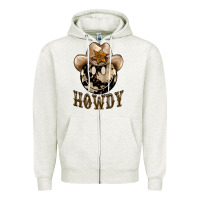 Oatmeal Heather howdy smiley face Zipper Hoodie - BarkalooDesign