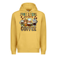 Antique Gold Just A Girl Who Loves Coffee Premium Hoodie - CowhideDigitalArt