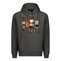 Charcoal Heather Just A Girl Who Loves Coffee Premium Hoodie - CowhideDigitalArt