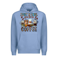 Colony Blue Just A Girl Who Loves Coffee Premium Hoodie - CowhideDigitalArt
