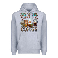 Heather Grey Just A Girl Who Loves Coffee Premium Hoodie - CowhideDigitalArt
