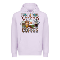 Lilac Just A Girl Who Loves Coffee Premium Hoodie - CowhideDigitalArt