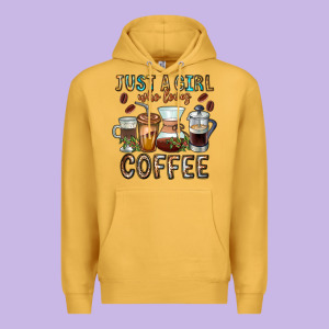 Just A Girl Who Loves Coffee Premium Hoodie Designed By Cowhidedigitalart
