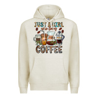 Oatmeal Heather Just A Girl Who Loves Coffee Premium Hoodie - CowhideDigitalArt