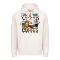 Pale Pink Just A Girl Who Loves Coffee Premium Hoodie - CowhideDigitalArt