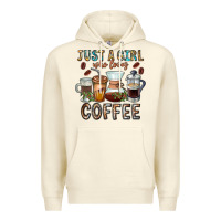 Sandshell Just A Girl Who Loves Coffee Premium Hoodie - CowhideDigitalArt
