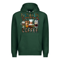 Sports Green Just A Girl Who Loves Coffee Premium Hoodie - CowhideDigitalArt